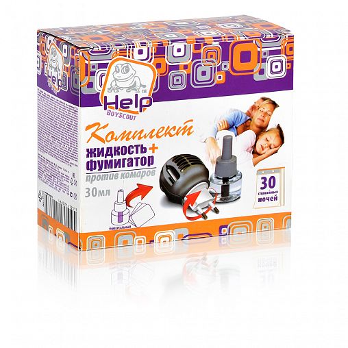 Средство от комаров Help, комплект, жидкость 30 ночей + фумигатор фото