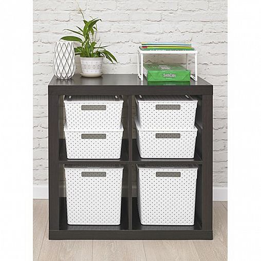 Корзина для хранения Violet Береста, с крышкой, 29,4 x 29,4 x 15,1 см, белая фото