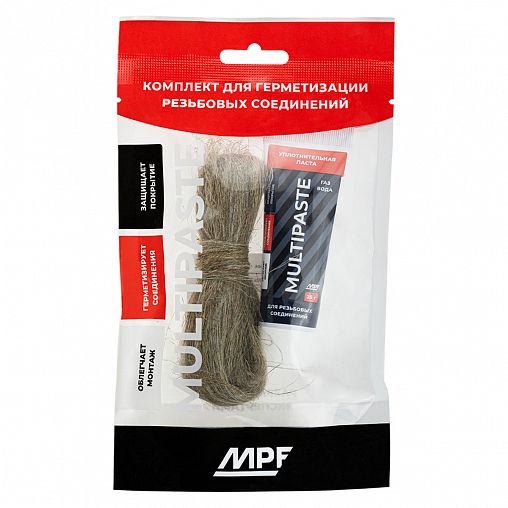 Комплект для герметизации MultiPaste, паста уплотнительная 25 г + лен, туба фото