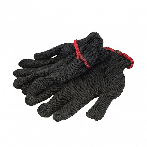 Перчатки полушерстяные двухслойные с ПВХ, размер 10, черные фото