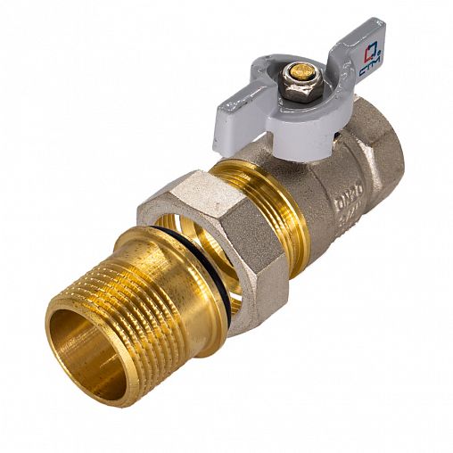 Кран шаровой латунный СТМ, 1", с накидной гайкой, бабочка фото