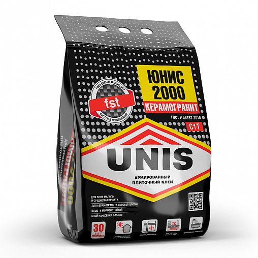 Клей для плитки Unis 2000, армированный, 5 кг фото