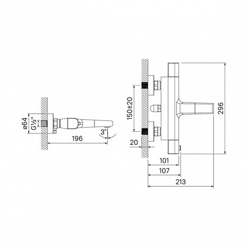 Смеситель для ванны IDDIS Uniterm, с термостатом, хром фото