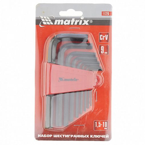 Ключи шестигранные Matrix HEX, 1,5 - 10 мм, 9 шт фото