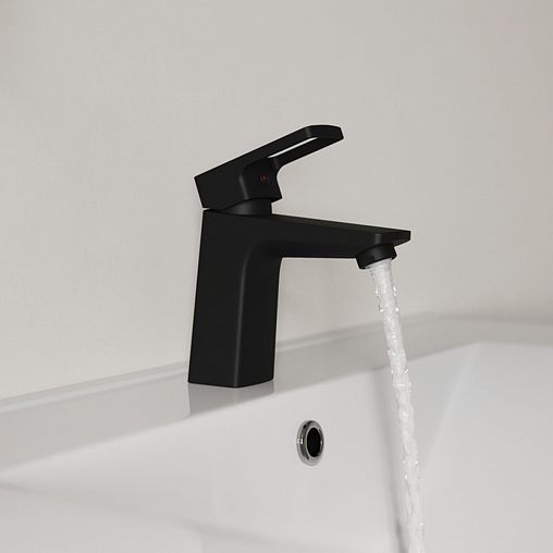 Смеситель для раковины с коротким изливом IDDIS Bild, черный матовый фото