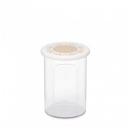 Емкость для сыпучих продуктов Альтернатива Эстетика, круглая, 1,4 л, бело-бежевая фото