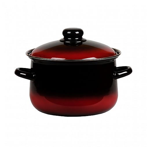 Кастрюля эмалированная СтальЭмаль с крышкой, 5 л, черная фото