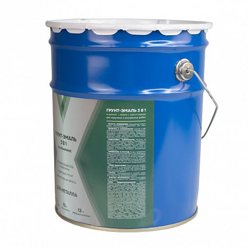 Грунт-эмаль по ржавчине 3 в 1 V, матовая, 10 кг, красная фото