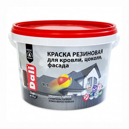 Краска резиновая Dali, глубокоматовая, 3 кг, RAL 7024, серый графит фото