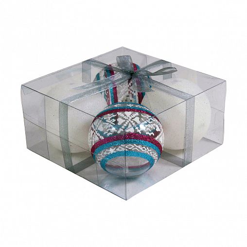 Набор елочных шаров Волшебная страна PB7-4TDG-W, d 7 см, 4 шт, микс фото