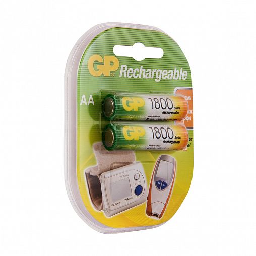 Аккумулятор GP Rechargeable 180AAHC-2DECRC2, Ni-MH, типоразмер АА, 1800 мАч, 1,2 В, 2 шт фото