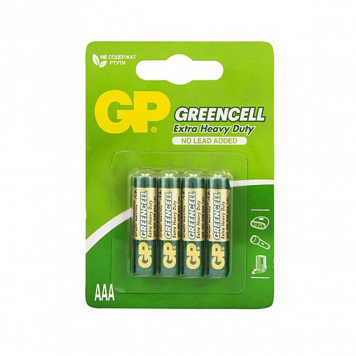 Батарейка GP Greencell 24G-2CR4, типоразмер ААА, 4 шт фото