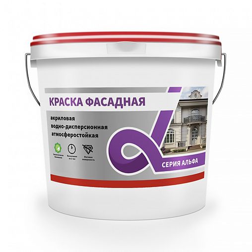 Краска водно-дисперсионная фасадная Alfavit серия Альфа, белая, 40 кг фото