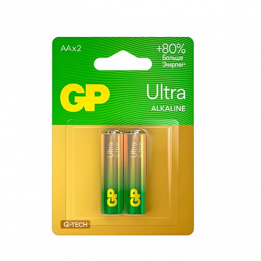 Батарейка GP Ultra Alkaline 15AUA21-2CRSBC2, типоразмер АА, 2 шт фото