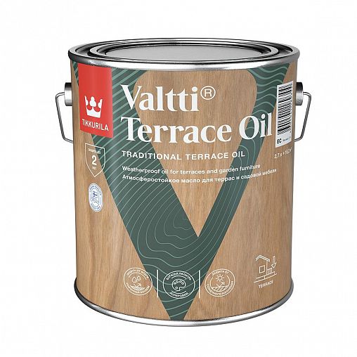 Масло для террас Tikkurila Valtti Terrace Oil (Валтти Террас Ойл), база ЕС, бесцветное, 2,7 л фото