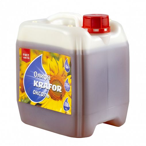 Олифа Оксоль Krafor, для деревянных и металлических поверхностей, 3 л, бесцветная фото