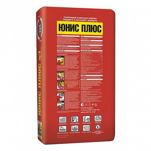 Клей для плитки Unis Плюс, усиленный, 25 кг фото