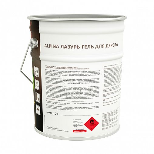 Защитная лазурь-гель для дерева Alpina, 10 л, тик фото