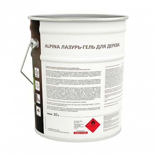 Защитная лазурь-гель для дерева Alpina, 10 л, черная фото