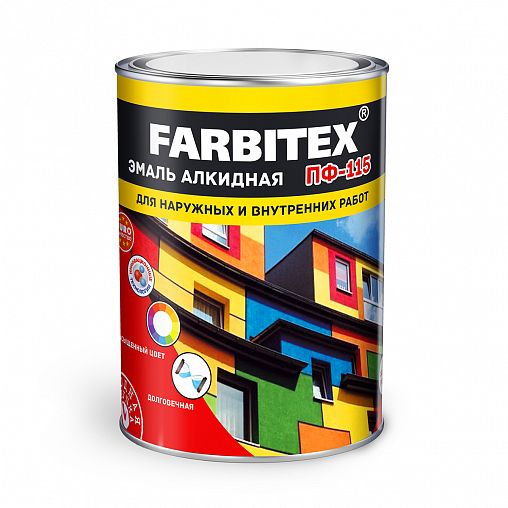 Эмаль ПФ-115 Farbitex, алкидная, глянцевая, 0,8 кг, голубая фото