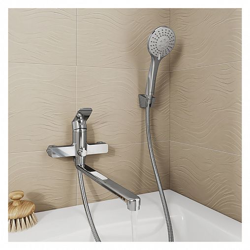 Смеситель для ванны с душем Milardo Demi DEMSB00M10, с длинным изливом, хром фото