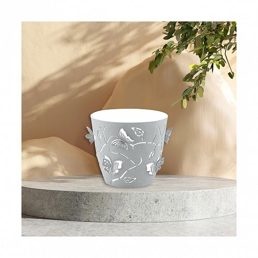 Горшок для цветов Plast Team Butterflies, 0,7 л, серый шторм фото