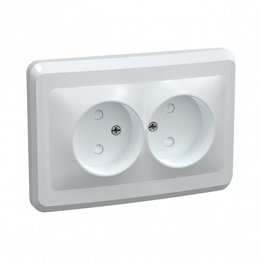 Розетка двойная встраиваемая IEK Вега, без заземления, 10 А, 250 В, IP20, белая фото