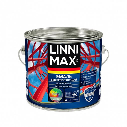 Грунт-эмаль по ржавчине Linnimax, быстросохнущая, база 3, бесцветная, 1,5 л фото