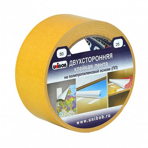 Скотч двусторонний Unibob 28212, 50 мм x 25 м фото