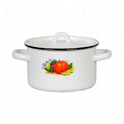 Кастрюля эмалированная СтальЭмаль с крышкой, 1,5 л, с декором фото