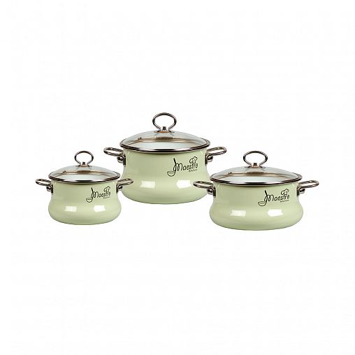 Набор эмалированных кастрюль Vitross Maestro, 6 предметов, салатовый фото