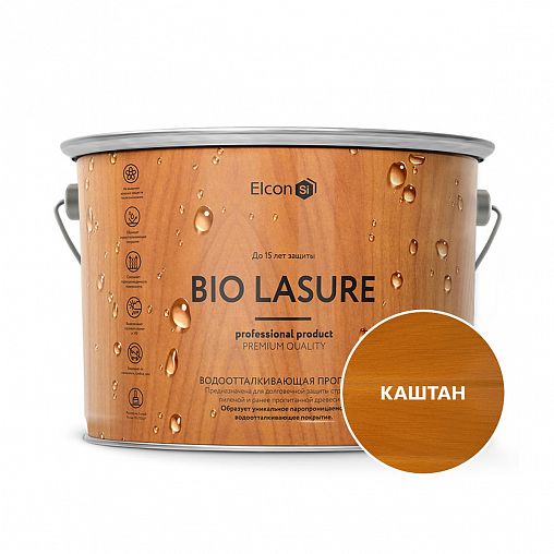 Пропитка для дерева водоотталкивающая Elcon Bio Lasure, 2 л, каштан фото