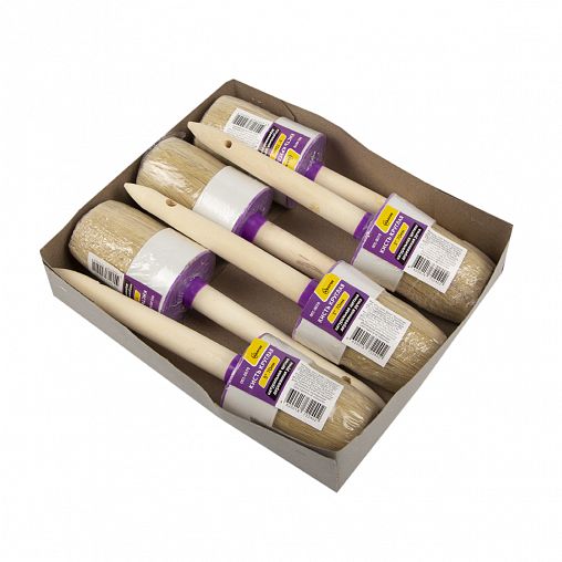 Кисть круглая Krafor №22, натуральная щетина, деревянная ручка, 70 мм фото