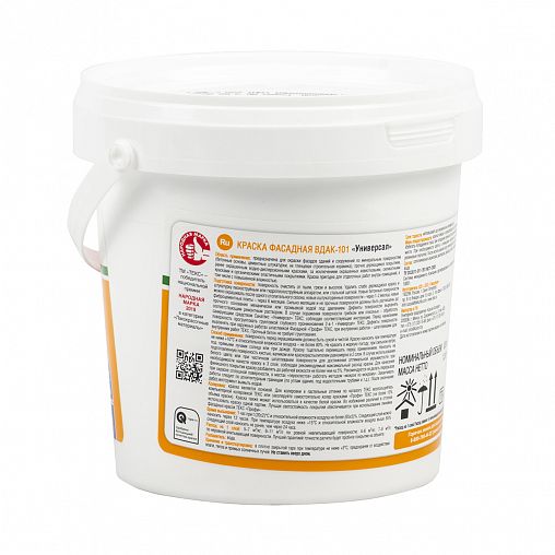 Краска для фасадов и интерьеров Текс, глубокоматовая, база A, белая, 0,8 л/1,2 кг фото