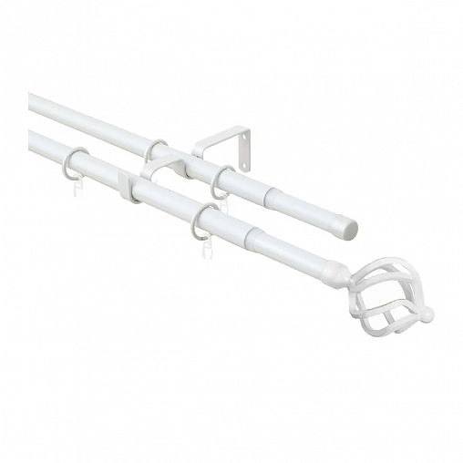 Карниз двойной телескопический Arttex, металлический, 160 - 300 см, белый фото