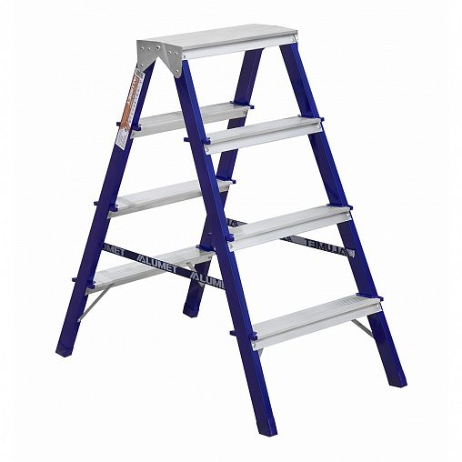 Стремянка двухсторонняя Alumet MD8204, стальная, 2 x 4 ступени, 0,91 м фото