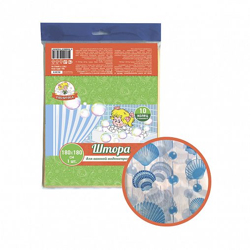 Штора для ванной Умничка, полиэтилен, 180 x 180 см, ракушка фото