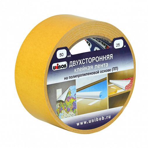 Скотч двусторонний Unibob 38566, 38 мм x 10 м фото