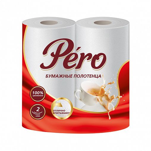 Бумажные полотенца GrandPero, двухслойные, 2 рулона, белые фото