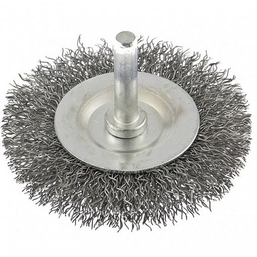 Щетка для дрели Кедр, плоская со шпилькой, 60 мм, латунированная проволока 0,3 мм фото
