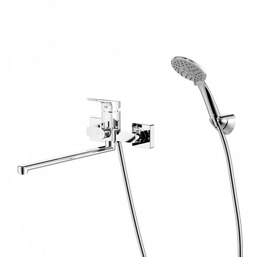 Смеситель для ванны с душем Milardo Atlantic, с длинным изливом и керамическим дивертором, хром фото