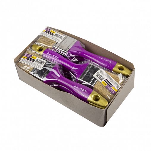 Кисть плоская Krafor Профи №2, натуральная щетина, пластиковая ручка, 50 мм фото