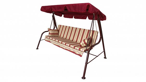 Качели садовые Olsa Стандарт Nova, трехместные, 231 x 126 x 147,8 см, каркас бордовый фото