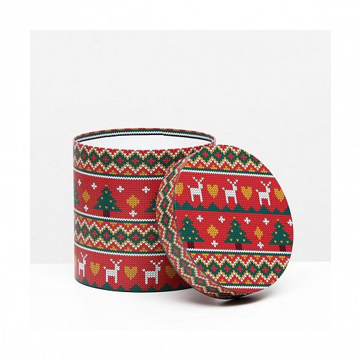 Коробки подарочные круглые Upak Land Вязаный узор 1, набор 5 шт фото