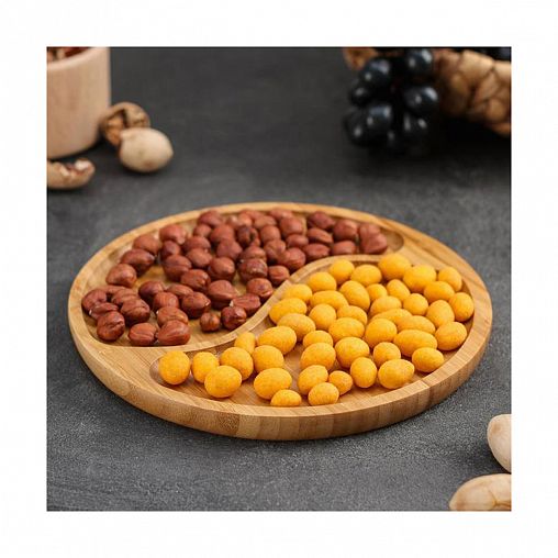 Менажница Доляна Инь-ян, бамбуковая, 2 секции, d 20 см фото