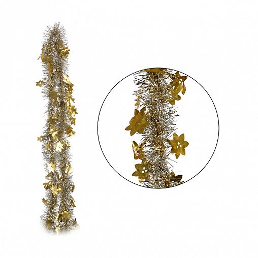 Мишура Волшебная страна Снежинка, 10 x 200 см, золото фото