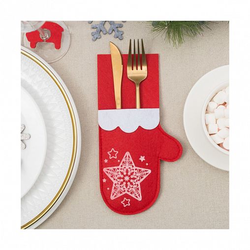 Конверт для столовых предметов Доляна Варежка, фетр, 11 x 21 см фото