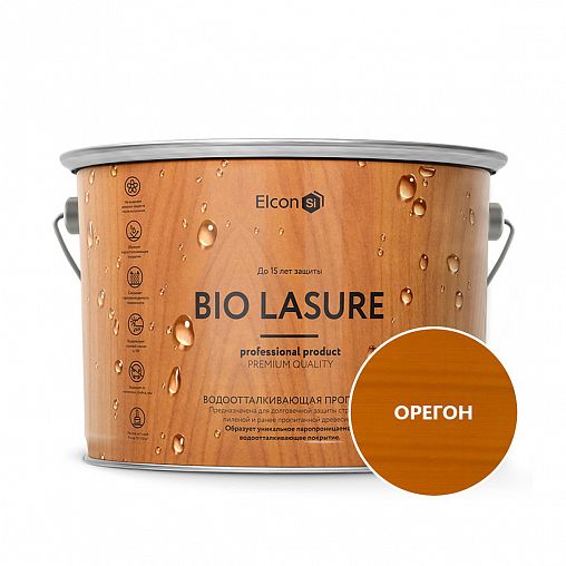 Пропитка для дерева водоотталкивающая Elcon Bio Lasure, 9 л, орегон фото