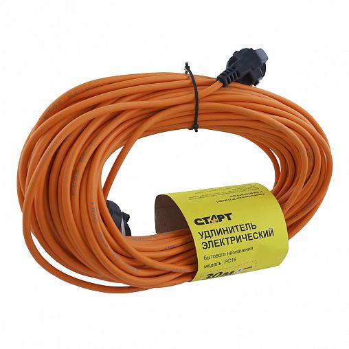 Удлинитель-шнур Старт S 1х30-Z/РС16, с вилкой и розеткой, 3 x 0,75 мм², 30 м, оранжевый фото