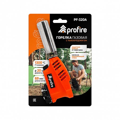 Горелка газовая портативная Profire PF-320A, с пьезоподжигом фото